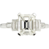 5Ct Emerald Cut Diamond T Baguette Accents Engagement Ring 14K White Gold Finish