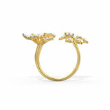 1.5ct Engagement Ring Round Cut Diamond Floral Cocktail 14k Yellow Gold Finish