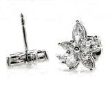 4Ct Marquise Pear Cut Diamond Floral Women Stud Earrings 14K White Gold Finish