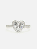 2.1ct Engagement Ring Heart Cut Diamond Accent Halo Design 14k White Gold Finish