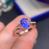 1.2ct Oval Cut Blue Tanzanite Engagement Ring Split Shank 14k Yellow Gold Finish