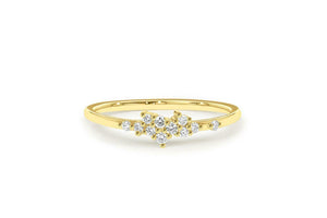 Cluster Minimalist Engagement Ring 1ct Round Cut Diamond 14k Yellow Gold Finish