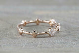 1ct Round Cut Diamond Wedding Band 14k Rose Gold Finish Petite Floral Stackable