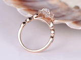 Accents Solitaire Engagement Ring 1.5ct Oval Cut Diamond 14k Rose Gold Finish