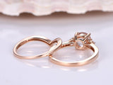 2ct Round Cut Peach Morganite Bridal Set Engagement Ring 14k Rose Gold Finish