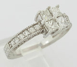 3Ct Princess Cut Diamond Unique Vintage Engagement Ring 14K White Gold Finish