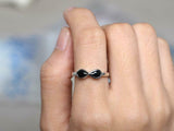 1.2ct Engagement Ring Pear Cut Black Diamond Infinity Design 14k White Gold Over