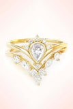 2.2ct Pear Cut Diamond Curved Chevron Crown Bridal Set Ring 14k Yellow Gold Over