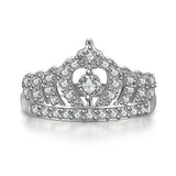 3Ct Round Cut Diamond Princess Tiara Crown Engagement Ring 14K White Gold Finish