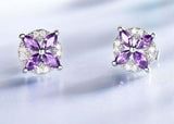 2.2ct Stud Earrings Marquise Cut Purple Amethyst Floral 14k White Gold Finish