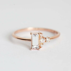 1ct Baguette Cut VVS1D Diamond Engagement Ring Minimalist 14k Rose Gold Finish