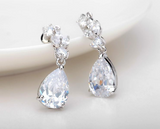 4Ct Pear Marquise Cut Diamond Elegant Tear Drop Earrings 18K White Gold Finish