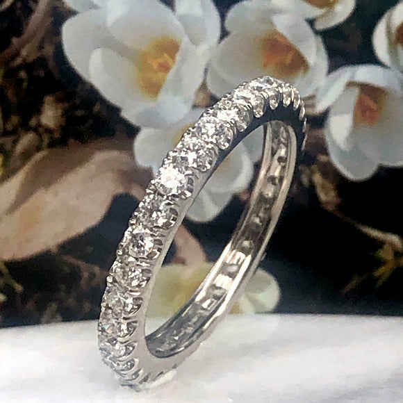 1ct Round Cut VVS1D Diamond Wedding Band Ring Full Eternity 14k WhiteGold Finish