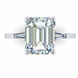 4.9ct Emerald Cut VVS1D Diamond Engagement Ring Bridal Set 14k Dual Gold Finish