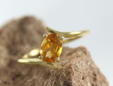 1ct Engagement Ring Oval Cut Yellow Citrine Bypass Solitaire 14k YellowGold Over