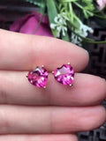 1.2ct Stud Earrings Heart Cut Pink Ruby Solitaire Women 14k White Gold Finish