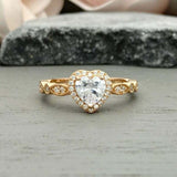 1.4ct Engagement Ring Heart Cut Diamond Halo Design 14k Yellow Gold Finish