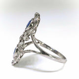 4ct Round Cut Diamond Sapphire Art Deco Engagement Ring 14k White Gold Finish