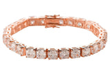 18Ct Assher Cut Sparkle VVS1/D Diamond Tennis Bracelet 14K Rose Gold Finish