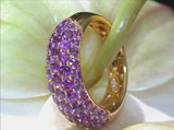 4Ct Round Cut Purple Amethyst Pave Set Wedding Band Ring 14K Yellow Gold Finish