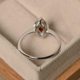 1.5ct Marquise Cut Red Garnet Engagement Ring Diamond Halo 14k White Gold Finish