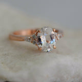 1.1ct Oval Cut VVS1 Diamond Side Accents Engagement Ring 14k Rose Gold Finish