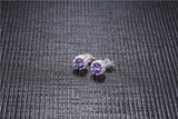 1.6ct Round Cut Purple Amethyst Crown Solitaire Stud Earrings 14k WhiteGold Over