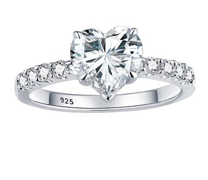 1ct Heart Simulated Diamond Solitaire with Accents Ring 14k White Gold Plated