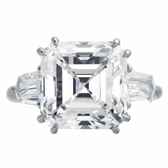 3Ct Asscher Baguette Cut Diamond Cocktail Engagement Ring 18K White Gold Finish