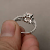 2ct Emerald Cut Peach Morganite Engagement Ring 14k White Gold Finish Split Band