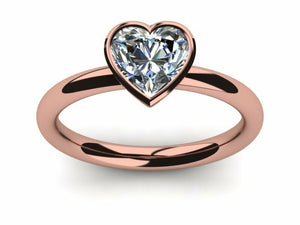 1ct Heart Cut Diamond Heart Love Solitaire Engagement Ring 14k Rose Gold Finish