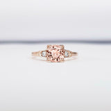 0.5ct Round Cut Morganite Solitaire Trilogy Engagement Ring 14k Rose Gold Finish