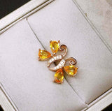 3ct Stud Earrings Pear Cut Yellow Citrine Butterfly Design 14k YellowGold Finish