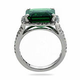 4ct Green Emerald Engagement Ring Diamond Halo Split Shank 14k White Gold Finish