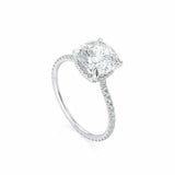 2ct Cushion Cut Diamond Solitaire Ring 14k White Gold Finish with Round Accents