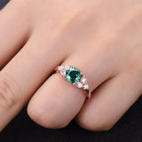 1.3ct Round Cut Green Emerald Solitaire Engagement Ring 14k Rose Gold Finish