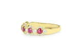 2.2ct Round Cut Pink Ruby Half Eternity Halo Wedding Band 14k Yellow Gold Finish