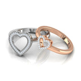 0.5ct Round Cut VVS1 D Diamond 2Heart Engagement Ring 14k White Rose Gold Finish