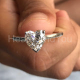 1ct Heart Cut Simulated Diamond Solitaire Engagement Ring 14k White Gold Plated