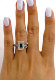 4Ct Emerald Cut Diamond Mligrain Vintage Engagement Ring 14K White Gold Finish