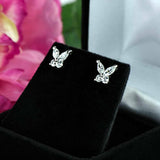 0.6ct Marquise Cut Diamond Butterfly Stud Earrings Women 14k White Gold Finish