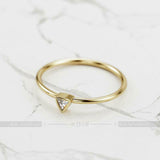 Petite Solitaire Engagement Ring 0.3ct Trillion Cut Diamond 14k Yellow Gold Over