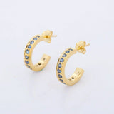 1ct Drop Earrings Round Cut Blue Sapphire Petite Design 14k Yellow Gold Finish