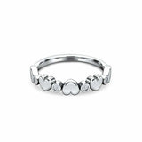 Stackable Hearts Valentine Gift Band 0.09ct Round Cut Diamond 14k WhiteGold Over