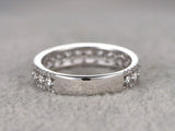 3ct Round Cut Diamond Three Row Petite 3/4th Eternity Band 14k White Gold Finish