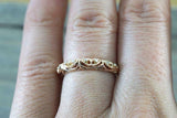 0.7ct Round Cut Diamond Wedding Band 14k Yellow Gold Finish Vintage Filigree