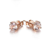 1ct Round Cut Peach Morganite Solitaire Stud Earrings Women 14k Rose Gold Finish