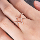 0.7ct Round Cut Diamond Engagement Ring 14k Rose Gold Finish Criss Cross Unique