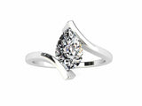 1ct Pear Cut VVS1D Diamond Engagement Ring Bypass Solitaire 14k WhiteGold Finish