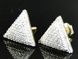 0.6ct Round Cut VVS1 Diamond Triangle Cluster Stud Earrings 14k Yellow Gold Over